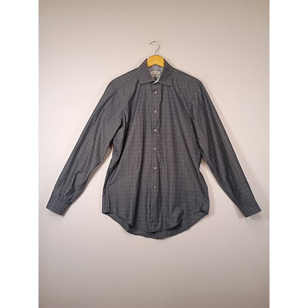 Modern Professional Calvin Klein Mens Medium Grey Slim Fit Diamond Print Shirt